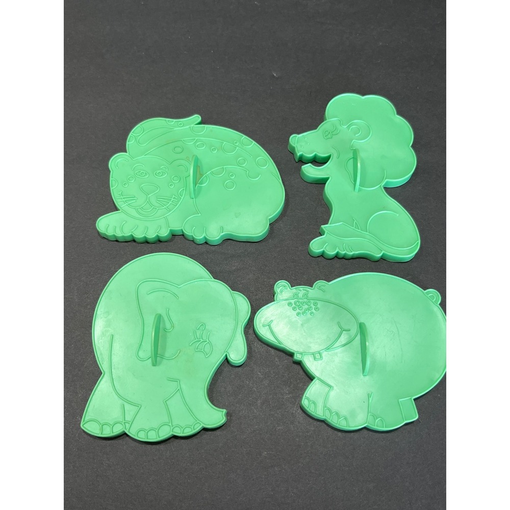 Vintage 1990 Wilton Zoo Animal Cookie Cutter Set Green Lion Elephant Hippo
